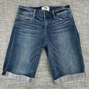 Paige Shorts Womens 24 Jax Knee Low rise Bermuda Denim Distressed‎ Stretch